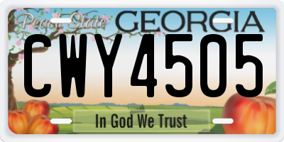 GA license plate CWY4505