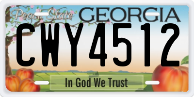 GA license plate CWY4512