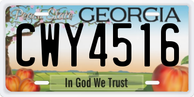 GA license plate CWY4516