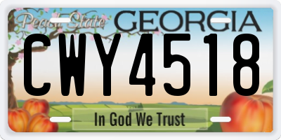 GA license plate CWY4518