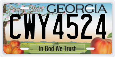 GA license plate CWY4524