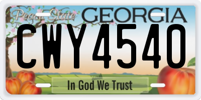 GA license plate CWY4540