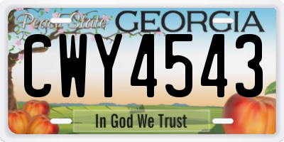 GA license plate CWY4543