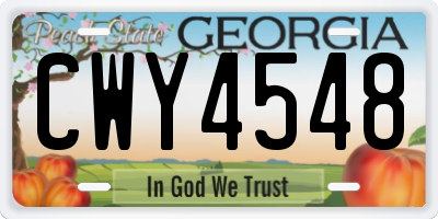 GA license plate CWY4548