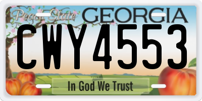 GA license plate CWY4553