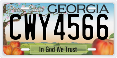 GA license plate CWY4566