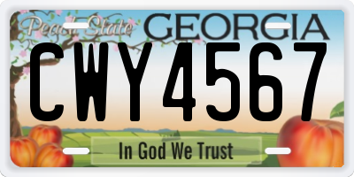 GA license plate CWY4567