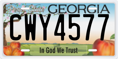 GA license plate CWY4577
