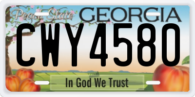 GA license plate CWY4580