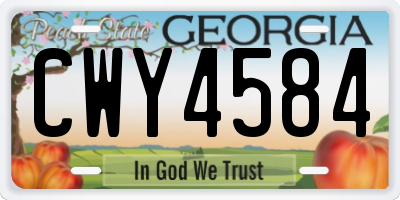 GA license plate CWY4584