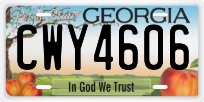 GA license plate CWY4606