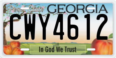 GA license plate CWY4612