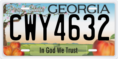 GA license plate CWY4632