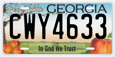 GA license plate CWY4633