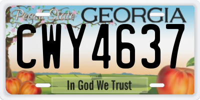 GA license plate CWY4637