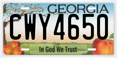 GA license plate CWY4650