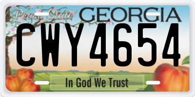 GA license plate CWY4654