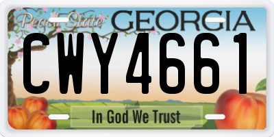 GA license plate CWY4661