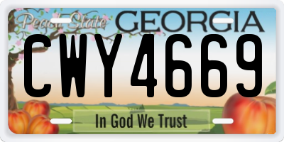 GA license plate CWY4669