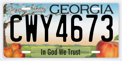 GA license plate CWY4673