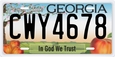 GA license plate CWY4678