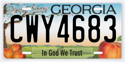 GA license plate CWY4683