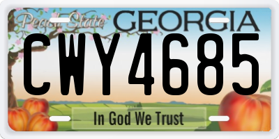 GA license plate CWY4685