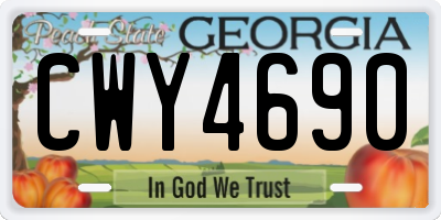 GA license plate CWY4690