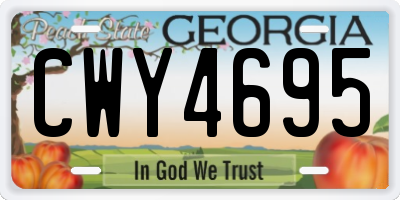 GA license plate CWY4695