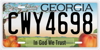 GA license plate CWY4698