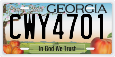 GA license plate CWY4701