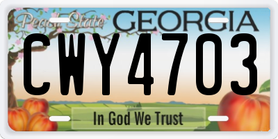 GA license plate CWY4703