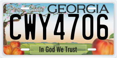 GA license plate CWY4706
