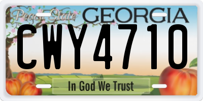 GA license plate CWY4710