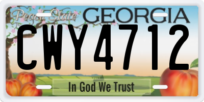 GA license plate CWY4712