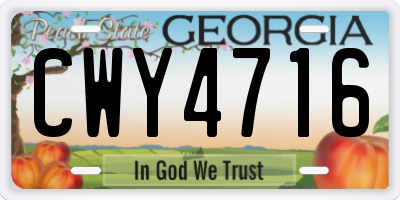 GA license plate CWY4716