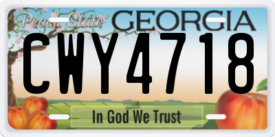 GA license plate CWY4718