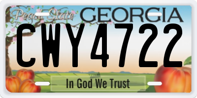 GA license plate CWY4722