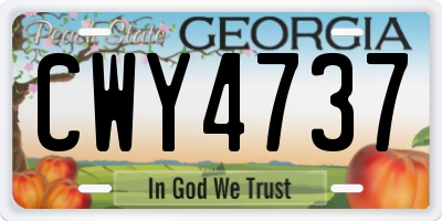 GA license plate CWY4737