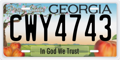GA license plate CWY4743
