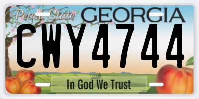 GA license plate CWY4744