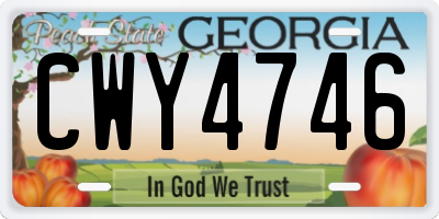 GA license plate CWY4746