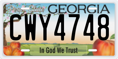 GA license plate CWY4748