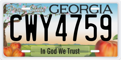 GA license plate CWY4759