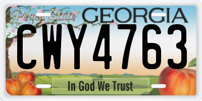 GA license plate CWY4763