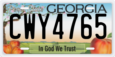 GA license plate CWY4765