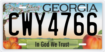 GA license plate CWY4766