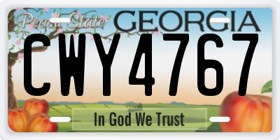 GA license plate CWY4767
