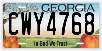 GA license plate CWY4768