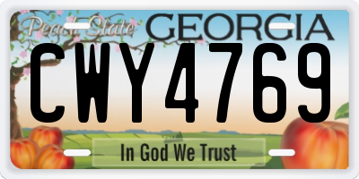GA license plate CWY4769